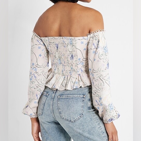Express Floral Off The Shoulder Corset Peplum Top, XS NWT - Picture 6 of 11